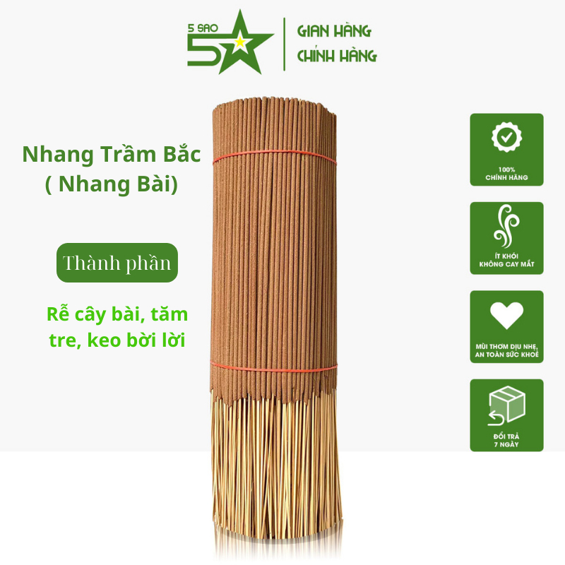 Nhang Sạch 5SAO 1kg Hương Quế Khuynh Diệp Bài 500 - 700 cây, Mùi Thơm Dễ Chịu Ít Khói Thư Giãn Tinh Thần, 100% Thảo Mộc