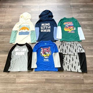 Áo thun tay dài bé trai có mũ trùm xuất xịn (8-35kg)