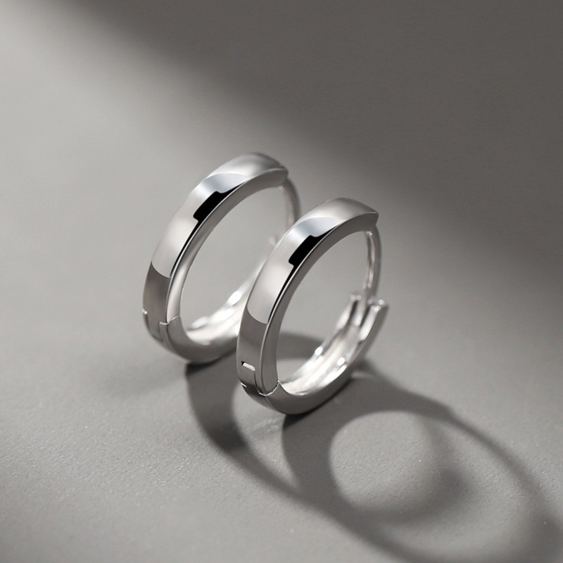 Khuyên tai bông tai nam nữ bạc tròn xỏ lỗ dày thép thép titan không gỉ phong cách hiphop thời trang Hàn Quốc KT32