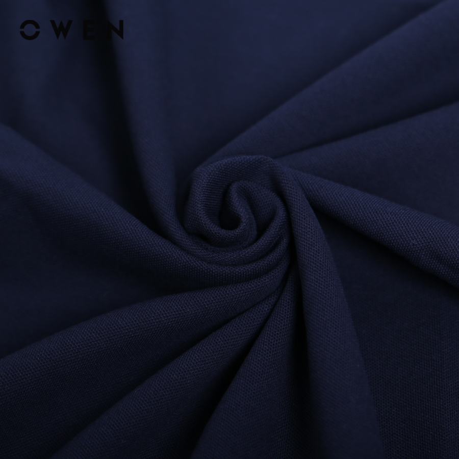 OWEN - Áo thun nam Tshirt dáng Body Fit màu Navy chất liệu CVC Spandex - TSN231444
