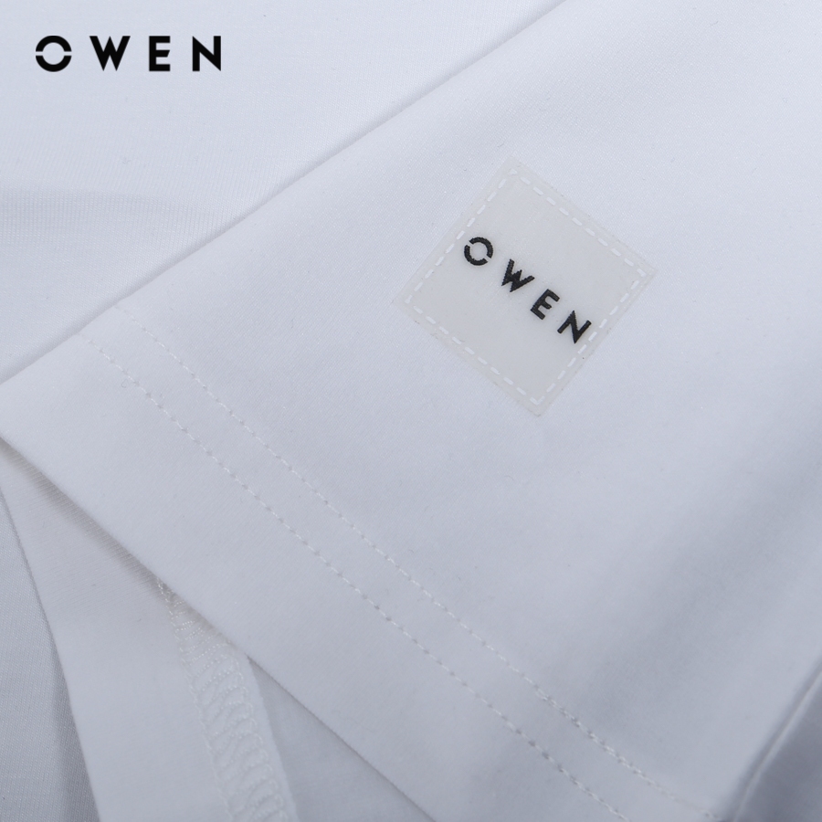 OWEN - Áo thun nam Tshirt dáng Body Fit màu Trắng chất liệu Cotton Modal - TSN231448