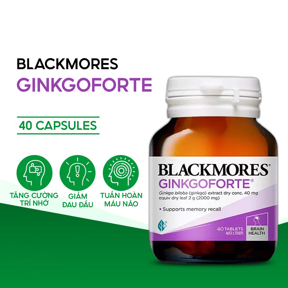 (Tem Mesa) Bổ não Blackmores Ginkgoforte tăng cường trí nhớ, hỗ trợ tuần hoàn máu của Úc 40 viên