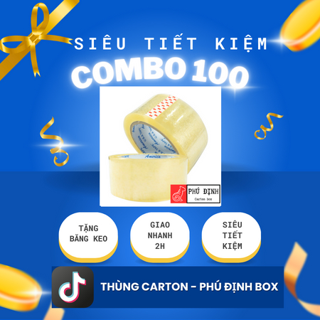 COMBO 100  Thùng carton đóng hàng  + TẶNG 1 CUỘN BĂNG KEO