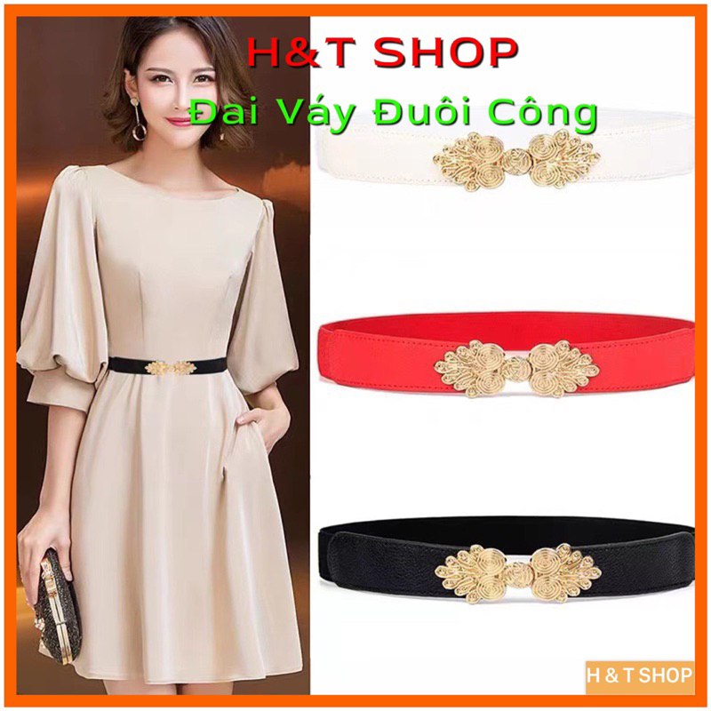Nịt đầm đuôi công, đai váy hoa tiết phối váy nữ - H&T SHOP