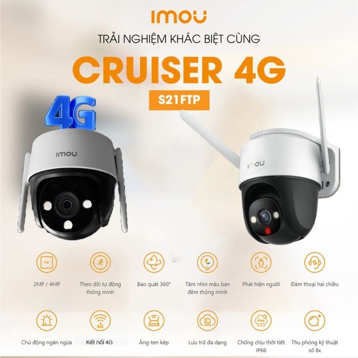 Camera Cruiser 4G IPC-S21FTP iMOU 2MP Quay 360 Ngoài Trời Thông Minh