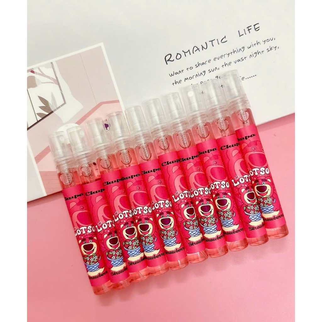 Nước hoa gấu dâu chai chiết 10ml, mùi thơm cực kỳ dễ thương. lưu mùi lâu .Body Mist Gấu Dâu Lotso