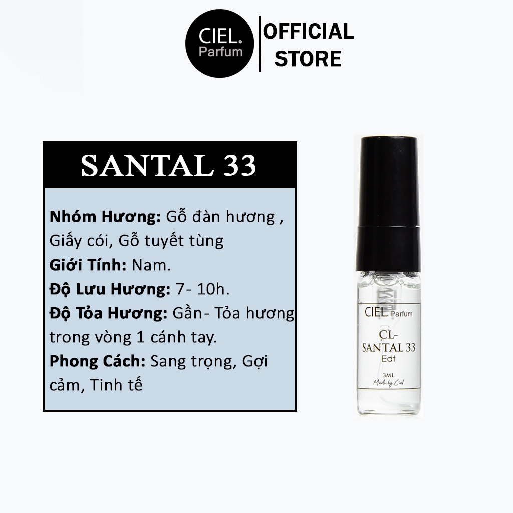 Nước hoa nam cao cấp CL Santal 33 Edp chính hãng CIEL Parfum phong cách Sang trọng, gợi cảm, tinh tế