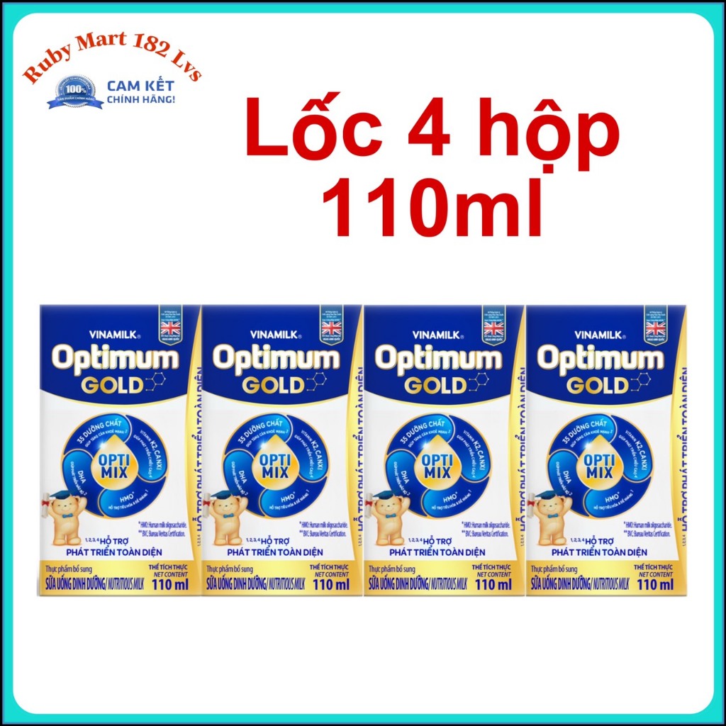 Date 4.2024 Lốc 4 Hộp Sữa Pha Sẵn Optimum Gold 110ml