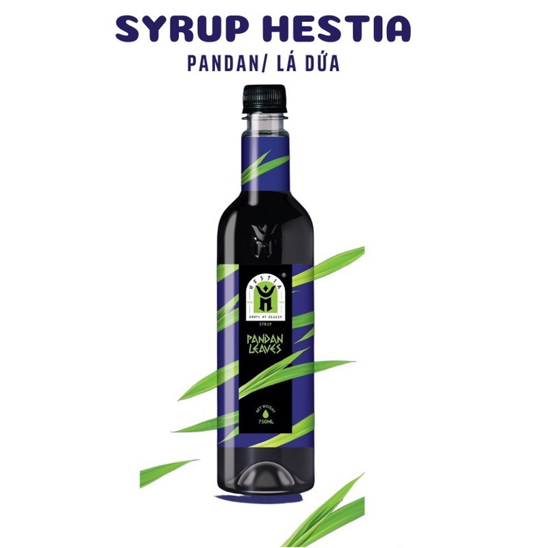 Siro lá dứa HESTIA chai 750ml - màu đẹp, thơm