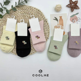 Tất nữ cổ cao hình thêu chất liệu cotton co giãn, vớ nữ cao cổ phong cách Hàn Quốc nhiều màu - Coolme