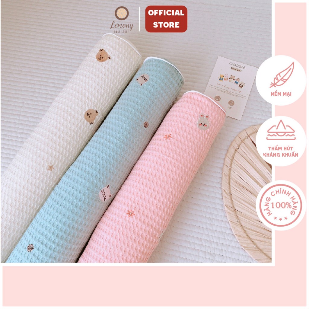 Gối ôm cho bé vải Waffle cao cấp, vỏ rời dễ vệ sinh, KT 60x10cm, giúp bé có giấc ngủ ngon- Lemony
