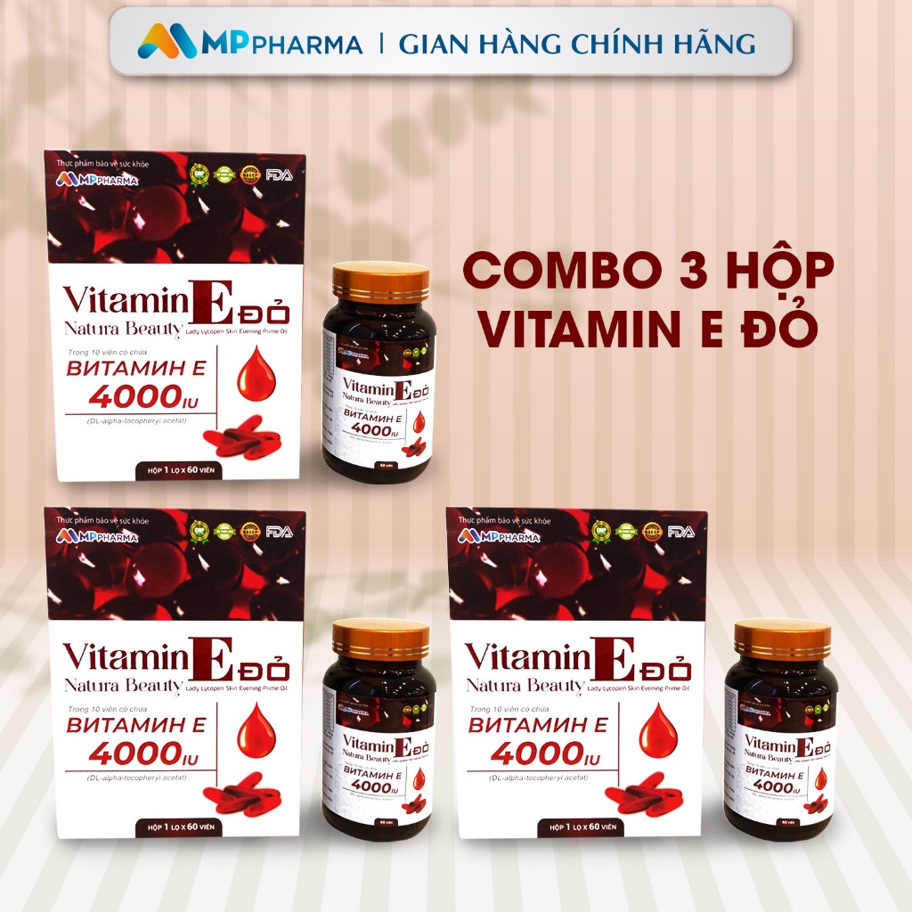 V58a Combo 3 hộp -Viên uống Vitamin E đỏ 4000IU MP  -hỗ trợ Trắng da, dưỡng ẩm ,chống lão hóa -hộp 60 viên