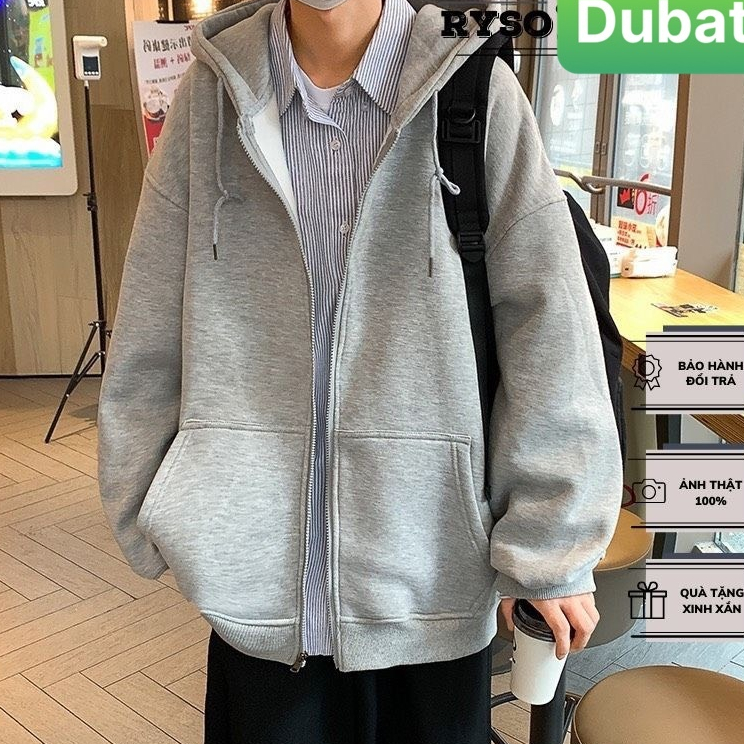 ÁO KHOÁC HOODIE TRƠN DÂY KÉO SÀNH ĐIỆU - ÁO CHỐNG NẮNG PHONG CÁCH UNISEX PHONG CÁCH CAO CẤP - DUBATI FASHION