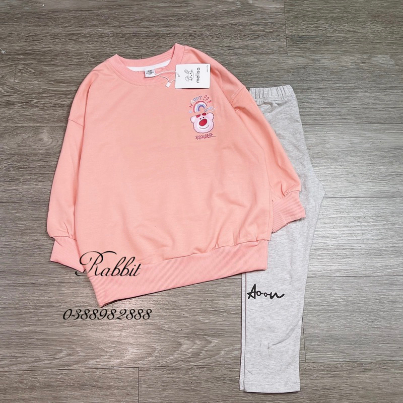 Bộ nỉ gấu cam quần legging Melisa