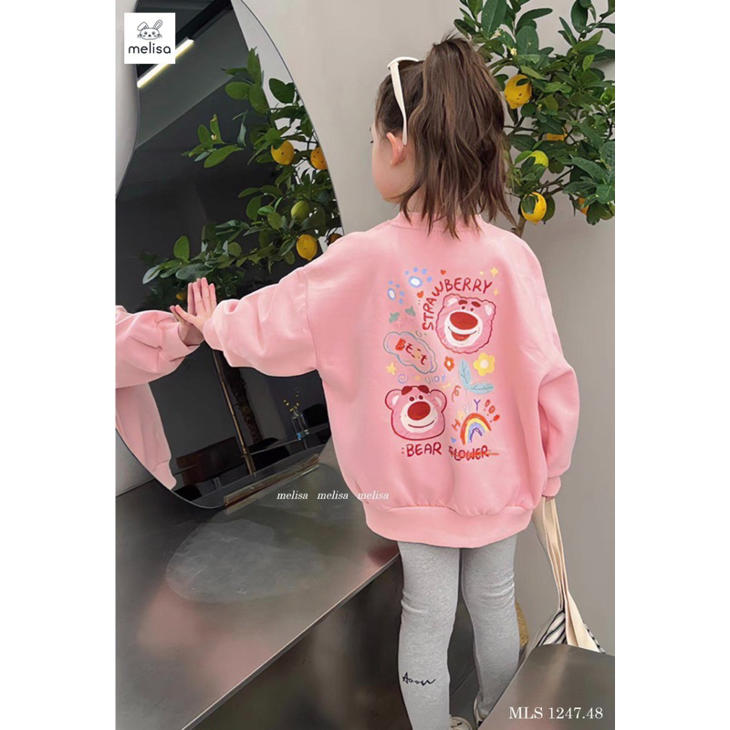 Bộ nỉ gấu cam quần legging Melisa