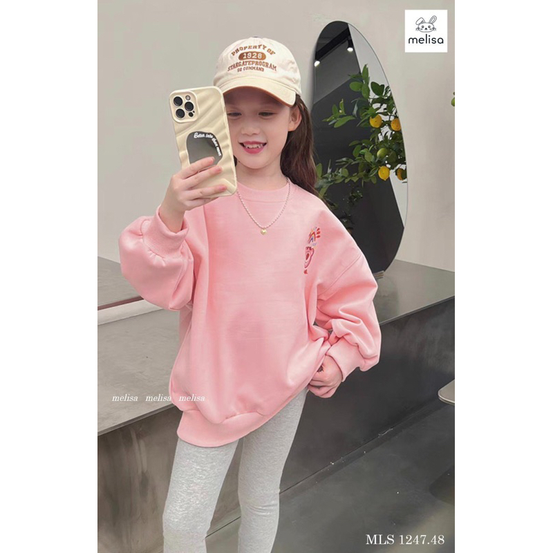 Bộ nỉ gấu cam quần legging Melisa