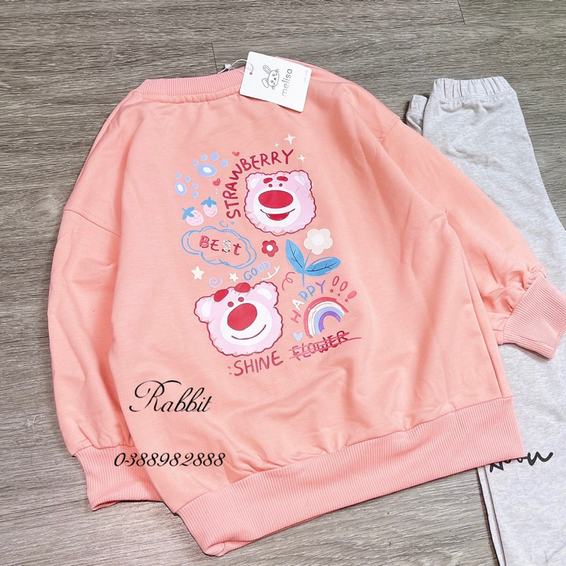 Bộ nỉ gấu cam quần legging Melisa