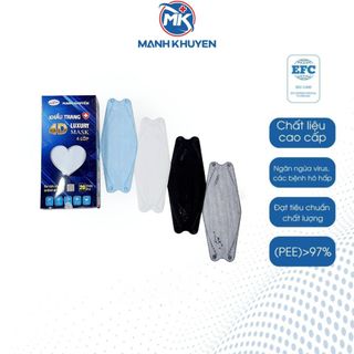 Khẩu trang 4D Luxury Mạnh Khuyên hộp 20 chiếc cao cấp kháng khuẩn không gây dị ứng. không đau tai