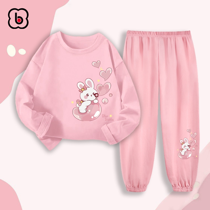 Bộ thu đông dài tay bé gái BabyloveGO mẫu mới 2023 đồ bộ cho bé chất thun cotton co giãn mềm mịn BDRB36