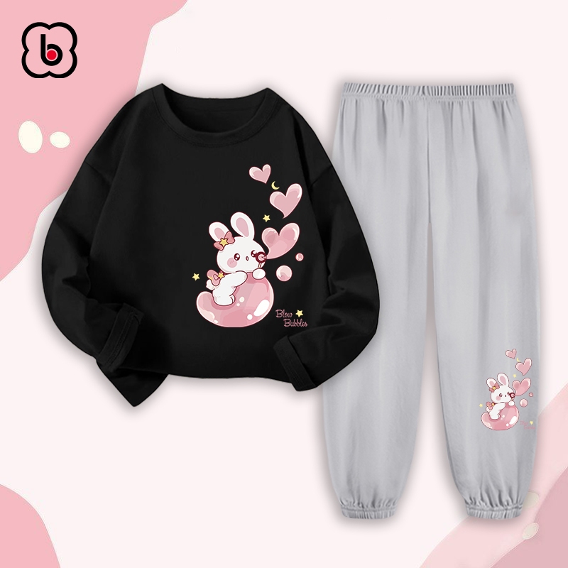 Bộ thu đông dài tay bé gái BabyloveGO mẫu mới 2023 đồ bộ cho bé chất thun cotton co giãn mềm mịn BDRB36