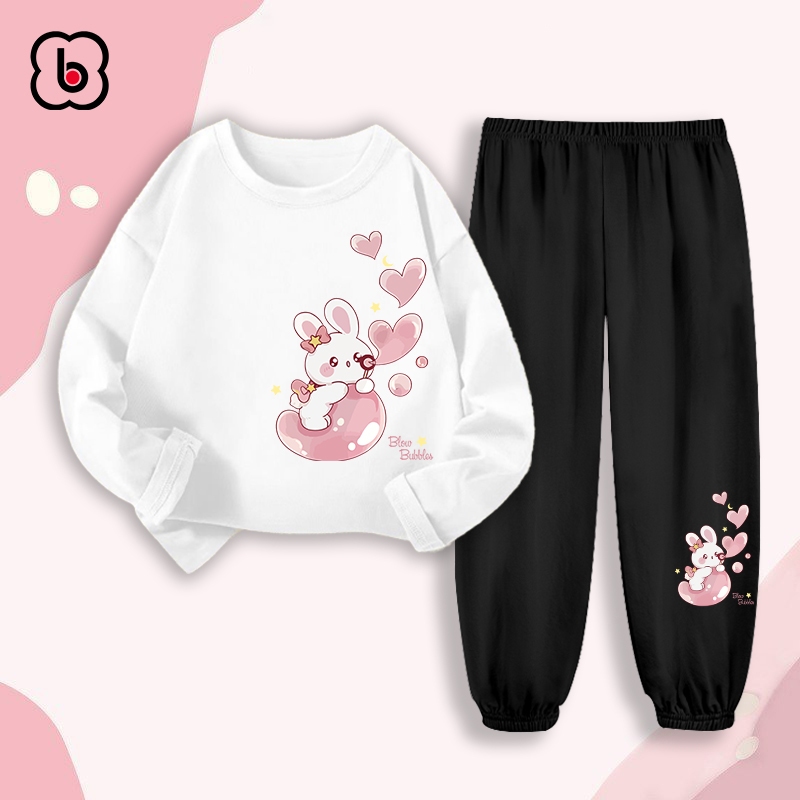 Bộ thu đông dài tay bé gái BabyloveGO mẫu mới 2023 đồ bộ cho bé chất thun cotton co giãn mềm mịn BDRB36