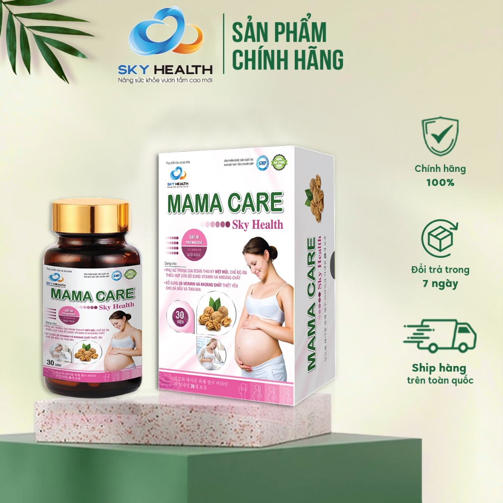 DHA Cho Bà Bầu Vitamin Tổng Hợp Mama Care SKY HEALTH Mẹ Bầu - Hộp 30 Viên