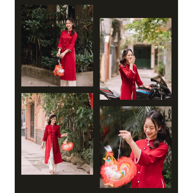 ÁO DÀI LỰU ĐỎ