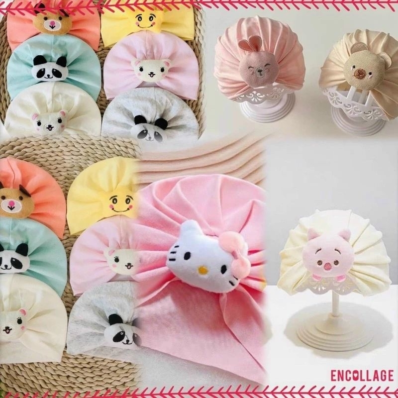 Mũ Turban Hình Gấu 3D Cho Bé Gái 5-12 Tháng, Nhiều Mẫu