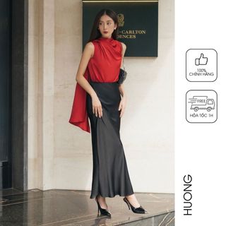 Chân váy lụa midi charlotte midi skirt huong boutique hbz490