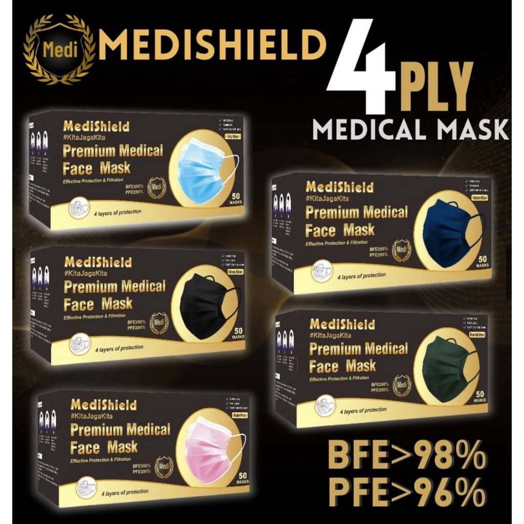 Khẩu trang y tế 4 lớp 50 chiếc⚡MEDISHIELD Khẩu trang 4 màu Mặt nạ cao cấp chất lượng cao giá cả phải chăng/Mặt nạ 4 lớp