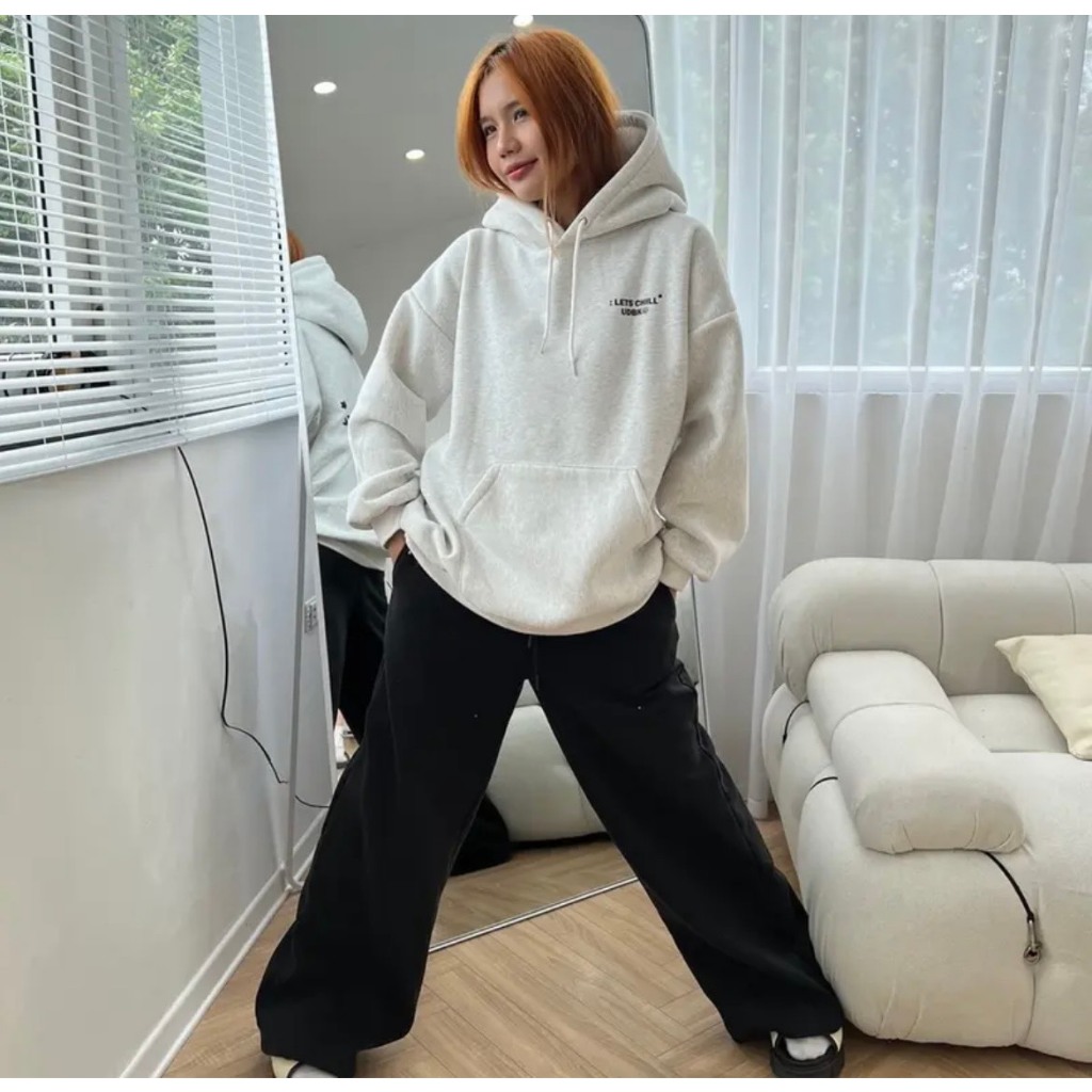 Áo hoodie có mũ form rộng chất nỉ bông màu xám tiêu in hai mặt nam nữ mặc được thời trang hottrend