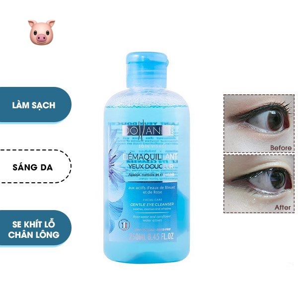 Tẩy trang mắt môi chuyên dụng DOLLANIA Soin Visage Demaquillant Yeux Douceur 250ml