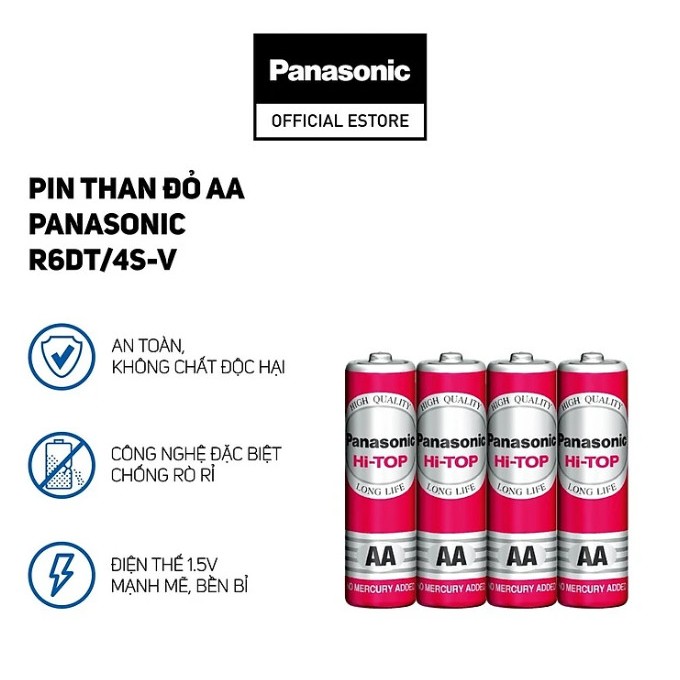 Hộp 60 Viên Pin Than Đỏ AA Panasonic R6DT/4S-V Hi-Top