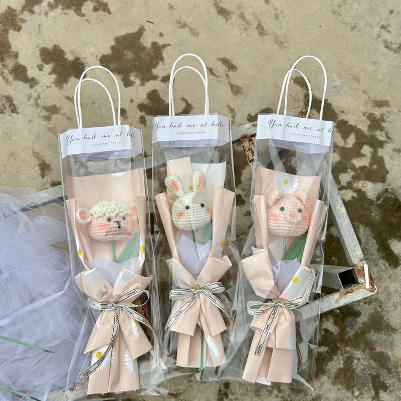 Hoa len hình thú cưng ngộ nghĩnh đáng iu quà tặng siêu hot cho phái nữ