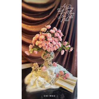 Bình hoa, Lọ hoa dáng Nấm Lùn gốm Bát Tràng vẽ hoa hồng siêu đẹp, Bình cắm hoa trang trí gốm Bát Tràng