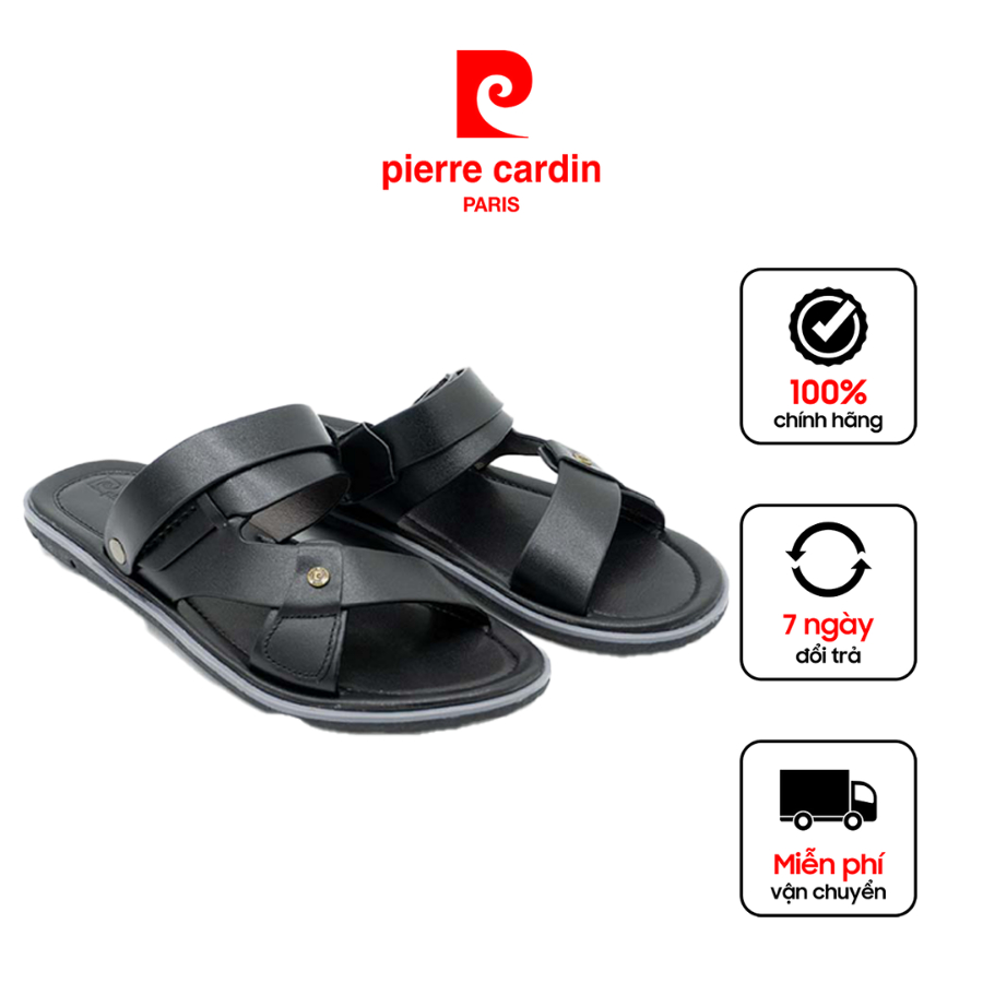 Sandal nam Pierre Cardin thiết kế quai chéo, chất liệu da nhập khẩu cao cấp, sang trọng - PCMFWL 127 màu đen