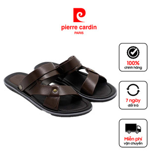 [Voucher giảm 10%] Sandal nam, dép nam quai ngang da bò cao cấp Pierre Cardin - PCMFWL 127 màu nâu