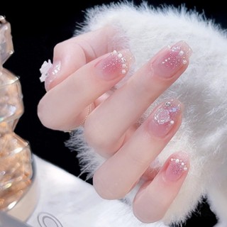  Bộ 24 móng tay giả ngắn đính nơ đính hoa Z187 Nail xinh Nail box đẹp Nail ngắn cho cô dâu 