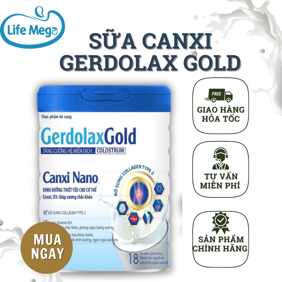 Sữa canxi Gerdolax Gold Canxi Nano 900g, Sữa canxi cho người già, Sữa canxi cho người lớn, Sữa xương khớp