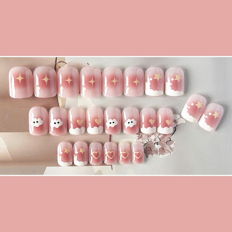 Móng tay giả ngắn vuông đơn giản dễ thương đi làm đi học LK13340, Nail xinh, Nail box, Shyn House Nail