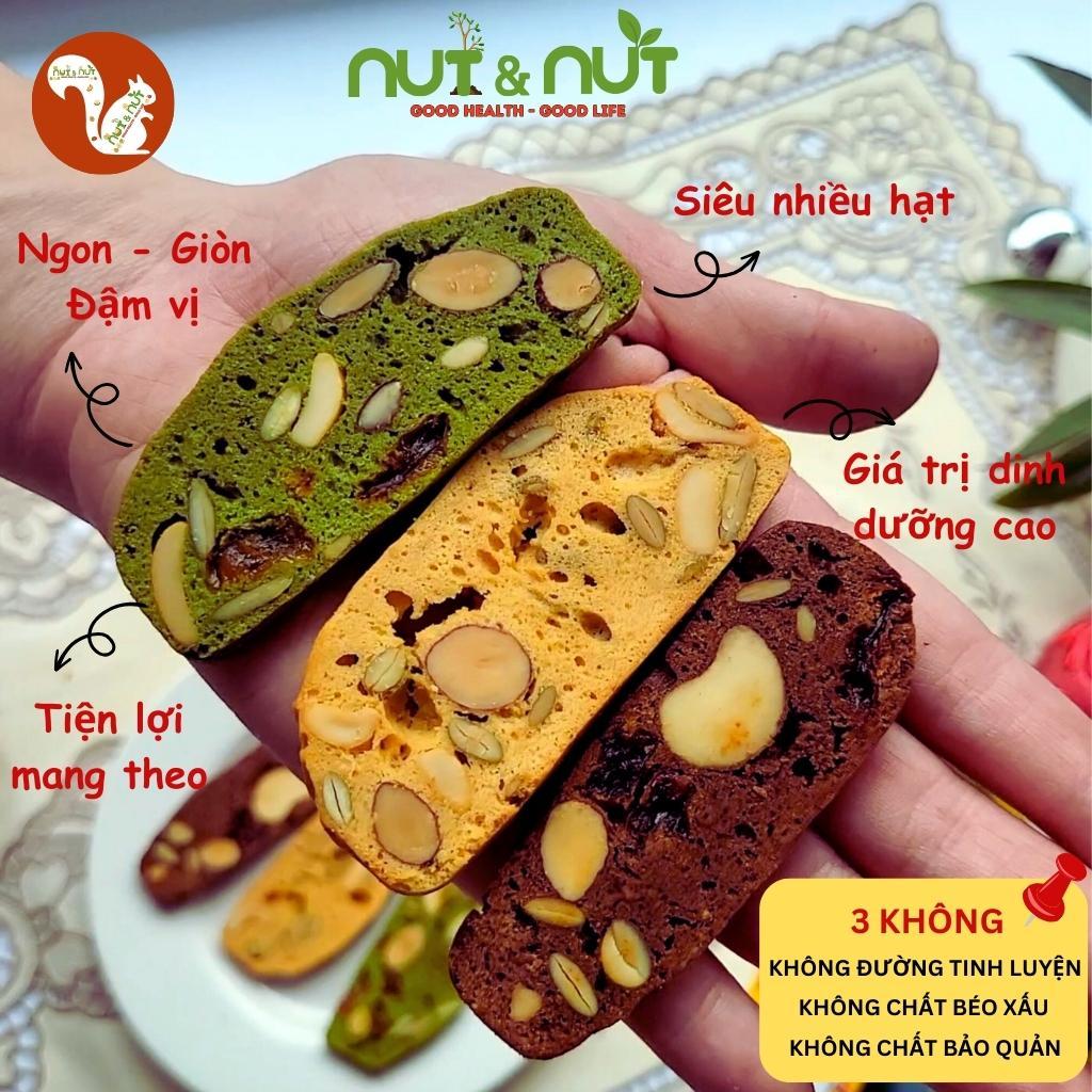 Bánh Biscotti nguyên cám Nut&Nut mix ngũ cốc siêu hạt dinh dưỡng giảm cân bánh ăn kiêng healthy eat clean không đường