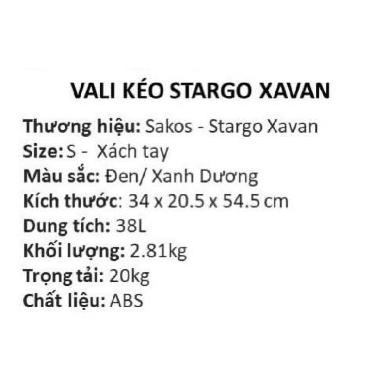 Vali kéo nhựa Stargo XaVan size S