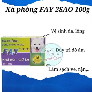 Xà phòng tắm dưỡng ẩm, khử mùi hôi cho chó mèo - Fay 2 sao 100g Xan h