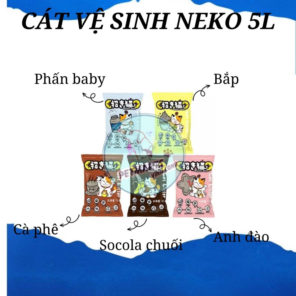 Cát đất sét vệ sinh cho mèo Maneki Neko - Cát sệ sinh Litter túi 5 lít (Hương Socola Chuối)