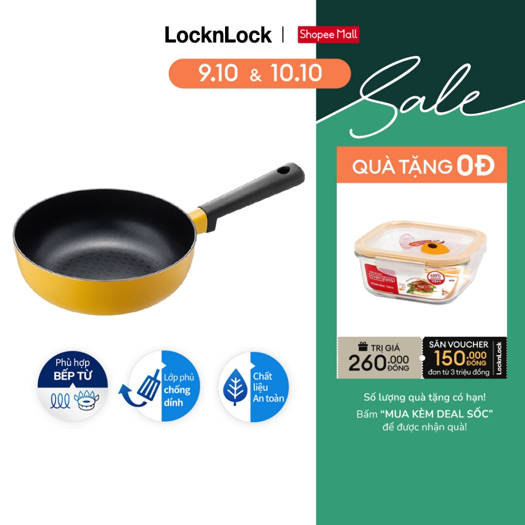 Chảo Sâu Lòng Decore Lock&Lock, 22CM - màu vàng - LDE1225IH