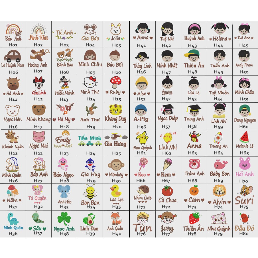 Nametag thêu tên theo yêu cầu, tag treo cặp cho bé