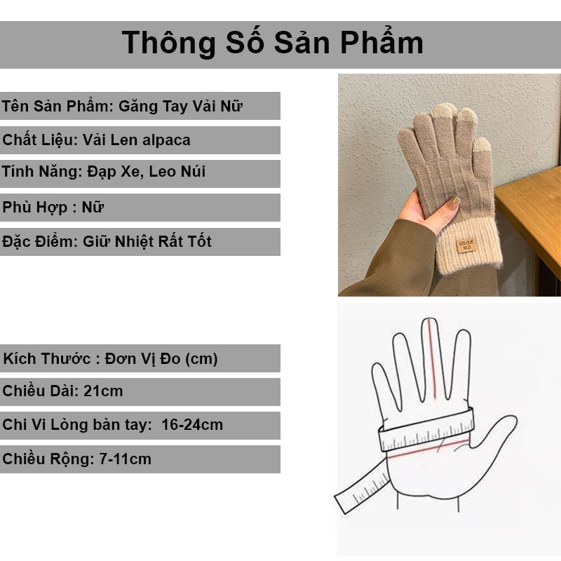 Găng tay len nữ vải thời trang mùa đông giữ ấm NANA bao tay len nữ chống lạnh lót lông cừu giữ nhiệt tốt
