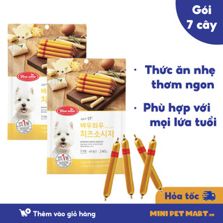 Xúc Xích Phô Mai BOWWOW Snack Ăn Vặt, Bánh Thưởng Bổ Sung Dinh Dưỡng Cho Chó Mèo Biếng Ăn Gói 150g - Mini Pet Mart