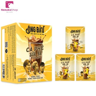   NUTIFOOD Hộp cà phê cafe sữa đá Ông Bầu KHÔNG TRỘN BỘT BẮP ĐẬU NÀNH CAFÉ THẬT 10 gói 24g gói 