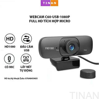[1080P, Micro, 100 °góc rộng] Webcam C60 1080P Full HD Kèm Micro, Xoay 360 Độ, Góc nhìn siêu rộng, Hội Nghị Online